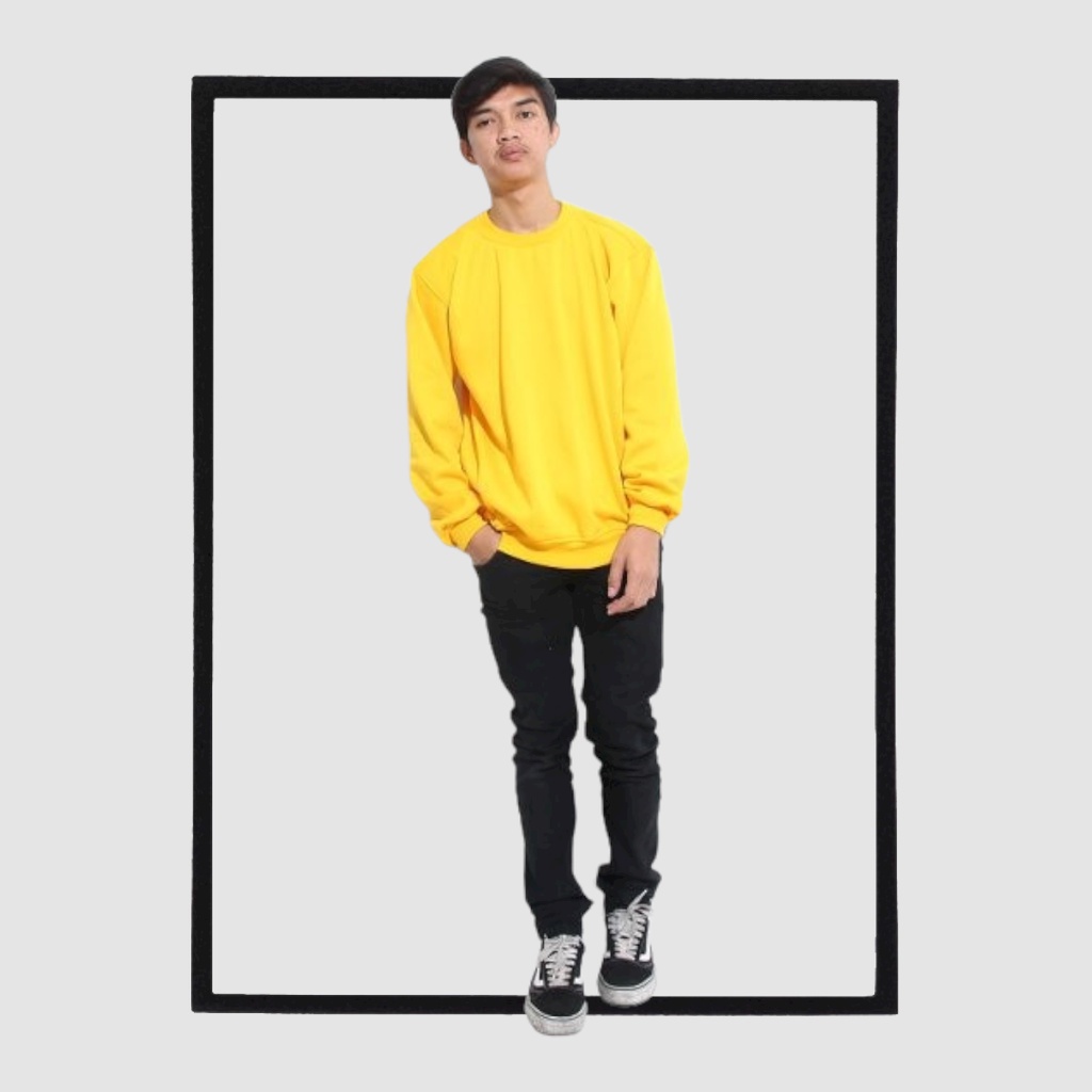 SWEATER_ID Basic Sweater Crewneck Kuning Kenari Polos Unisex