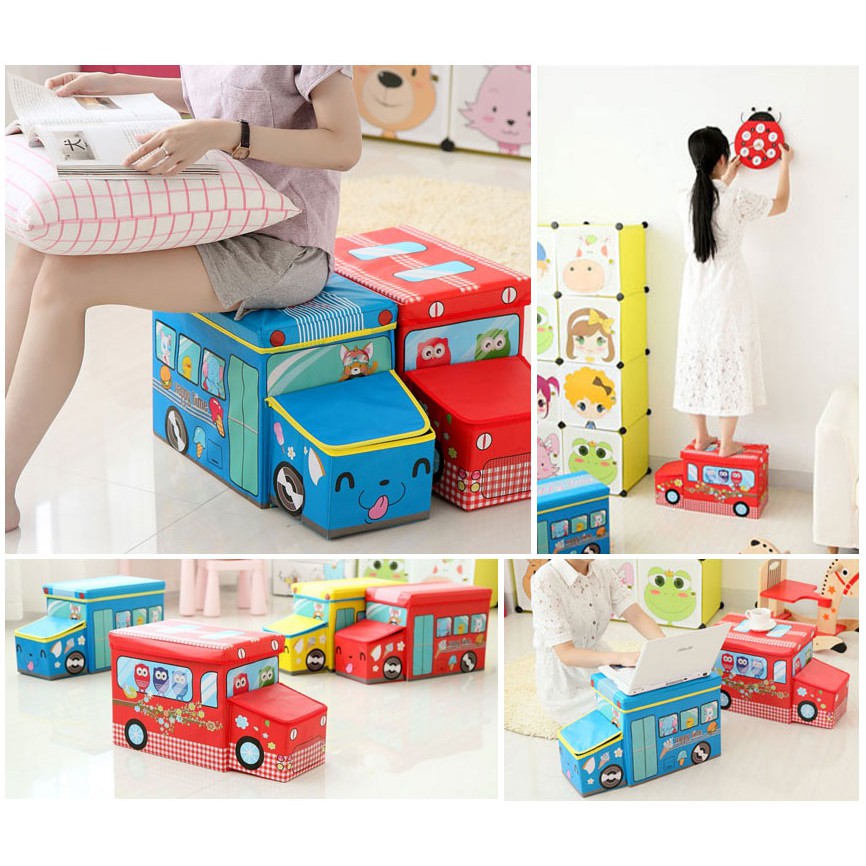 Toy Box Car Bus Storage Box Kotak Mainan Anak Souvenir Ulang Tahun Tempat Mainan Storage Bus Kado