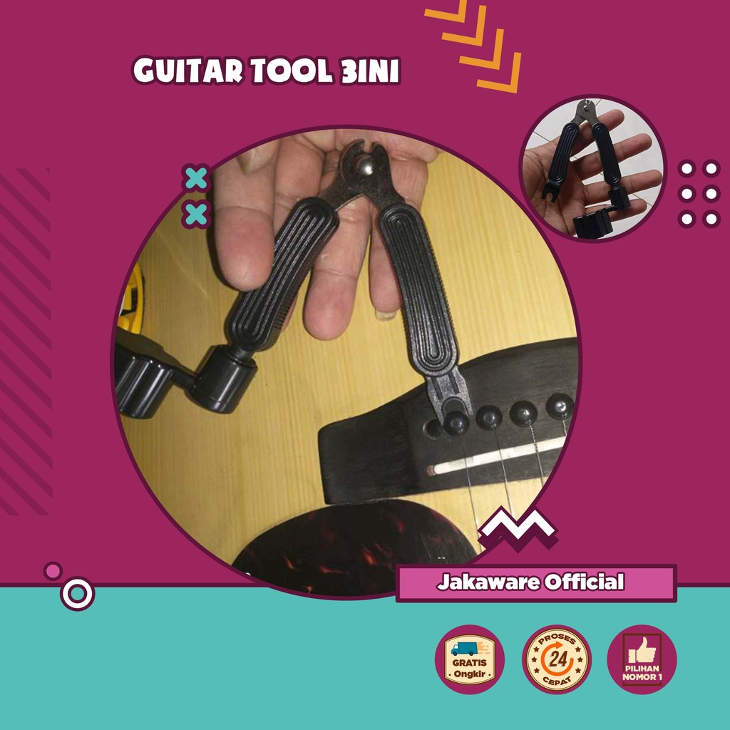GUITAR TOOL 3IN1 STRING WINDER BRIDGE PIN PULLER CUTTER ALAT UNTUK MENGGANTI SENAR GITAR PENGGANTI P