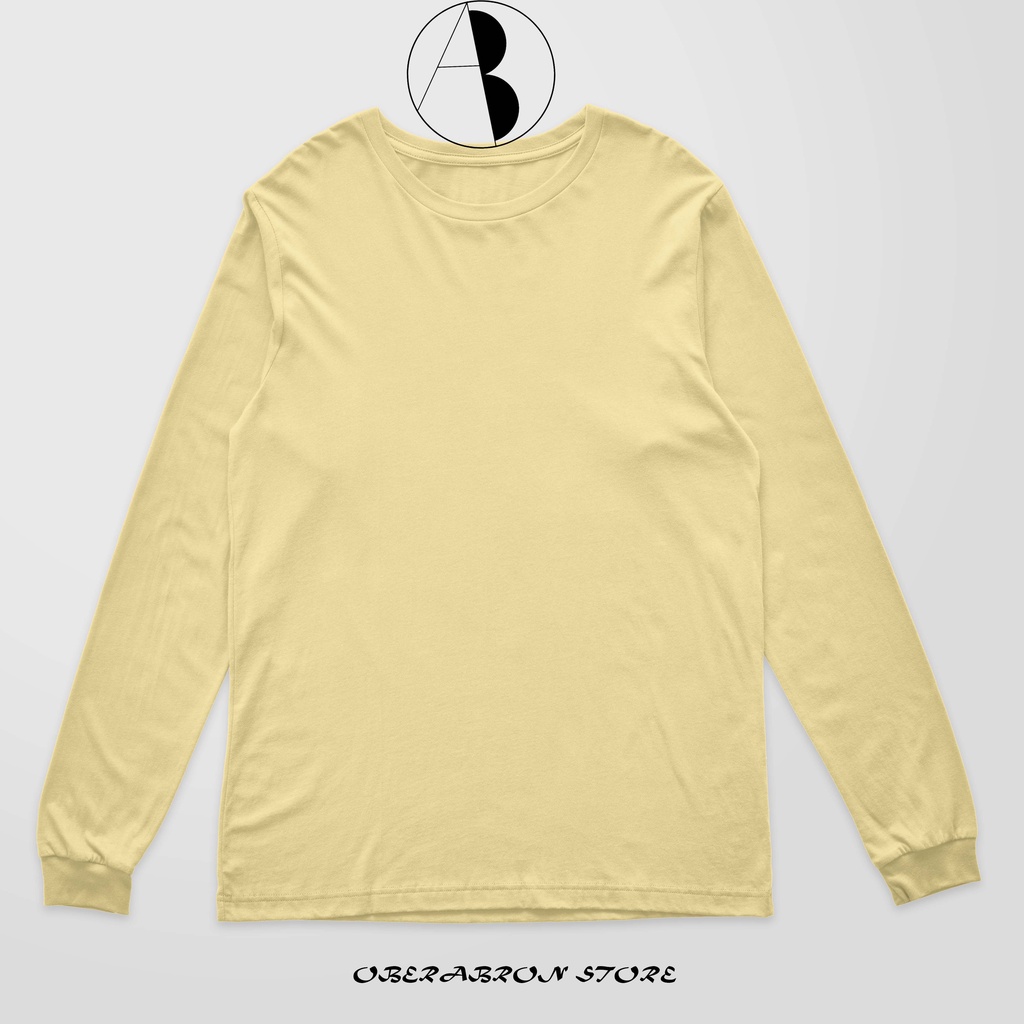 Baju kaos polos panjang pria wanita unisex warna warni lokal Cream