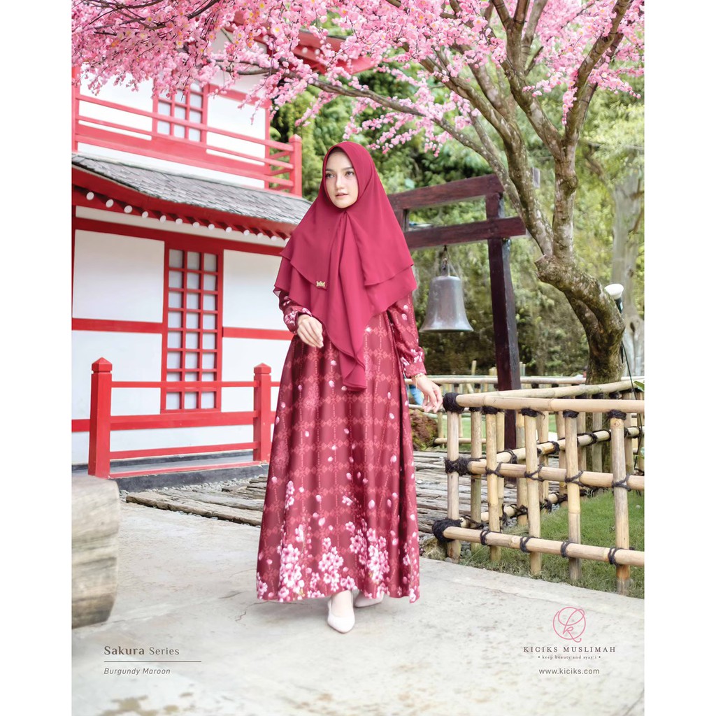 GAMIS MOTIF SAKURA DRESS by Kiciks Muslimah