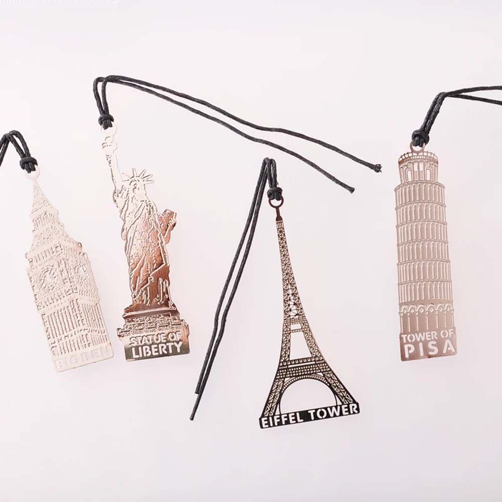 ELEGANT Teacher Gift Mark Page School Supply Eiffel Tower Big Ben Bookmark Office Paper Clips Learn Supplies Building Book Mark Metal Modeling European Bookmark