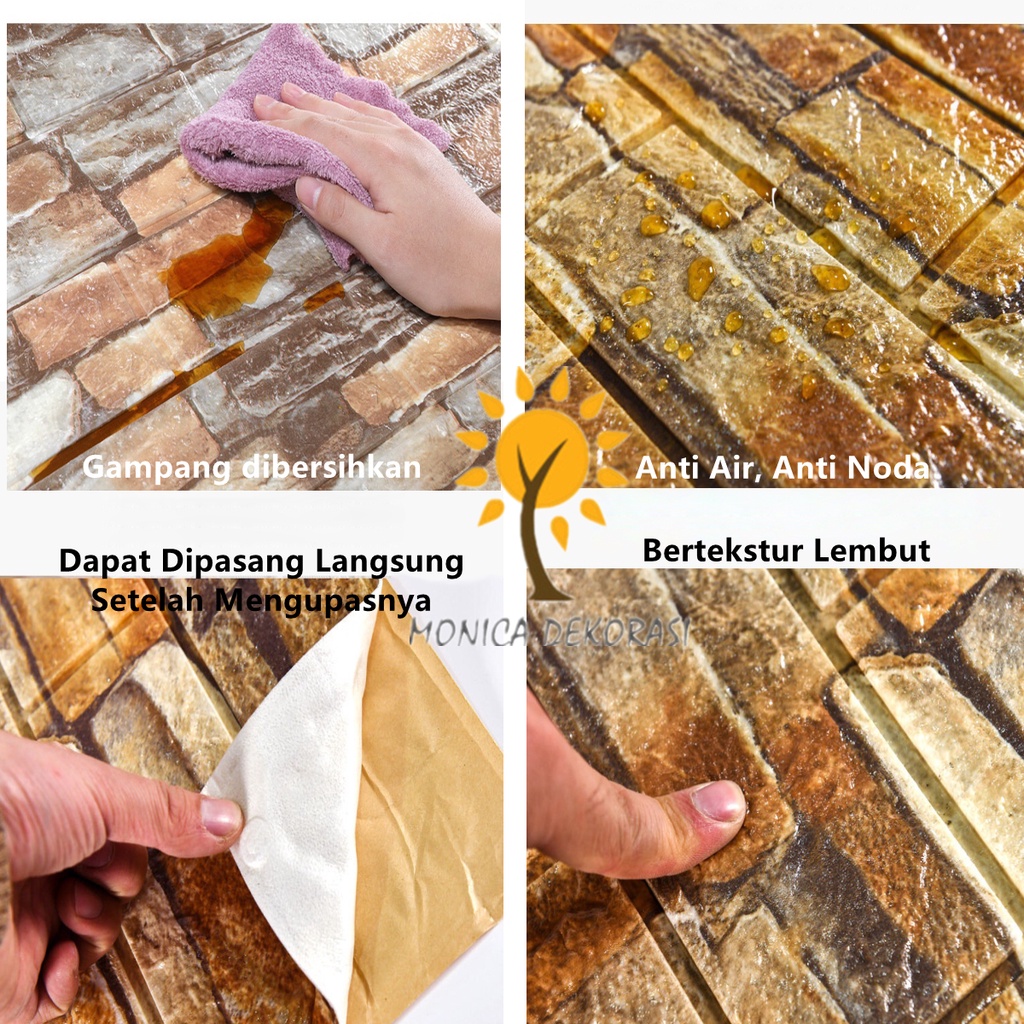  Wallpaper Dinding 77 x 70 CM Stiker Wallfoam 3D Sticker Dekorasi Kamar Rumah Murah Seri Batu Alam-3