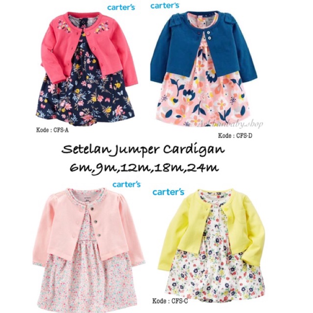 Carter Love Setelan Dress Jumper Cardigan Anak Perempuan