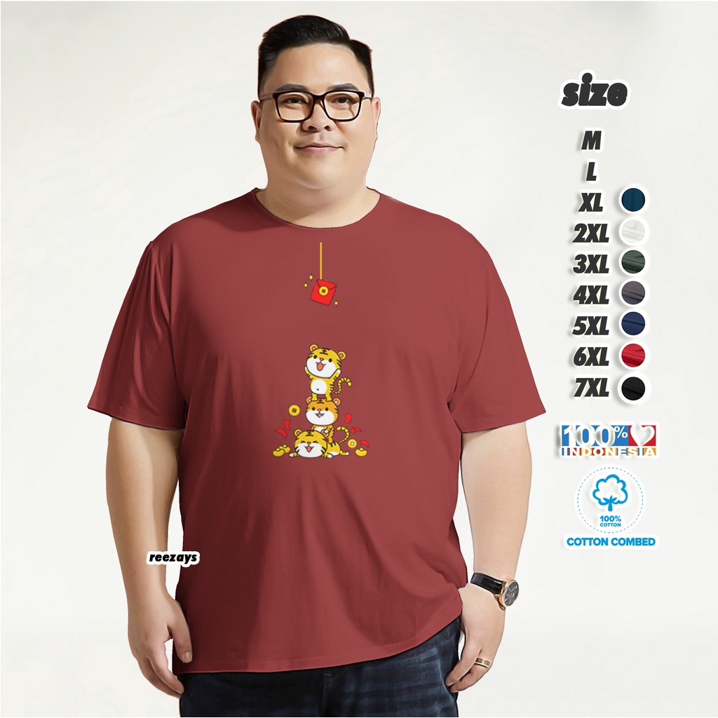 KAOS IMLEK HARIMAU 2022 BAJU IMLEK PRIA MACAN TIGER KASO PRIA JUMBO TSHIRT COTTON COMBED 30s UKURAN 