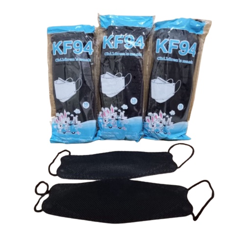 (kf94anak) Masker Anak Kf94 Polos Medis 3ply Motif Karakter Warna Putih Hitam 10 Pcs Murah