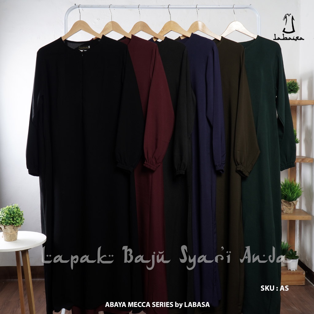 Gamis Abaya Hitam Polos Mecca Series dan Aneka Warna - Labasa Ori | Abaya Jetblack