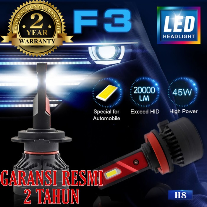 Lampu Mobil LED F3 Original Cree 20000lm H1 H7 H8 H9 H11 HB3 HB4 9012