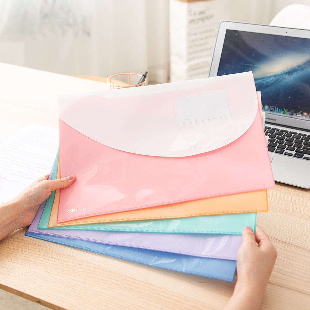 

Deli File Bag Tempat file Sistem pembuka & penutup yang mudah warna cerah E5506 (PCS)