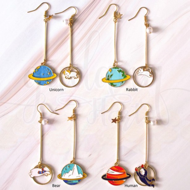 Anting Panjang Asimetris Planet and Rabbit Unicorn GH 203408