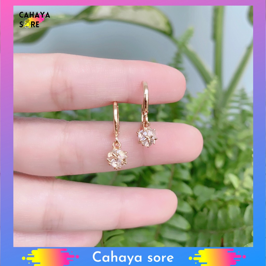 Anting Xuping Gold Anting Dewasa Model Clip Permata Ball Box AD07