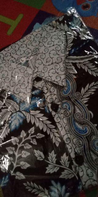 Batik Couple Keluarga Sania Ruffle Ori Ndoro Jowi Dnt Motif Blarak Biru