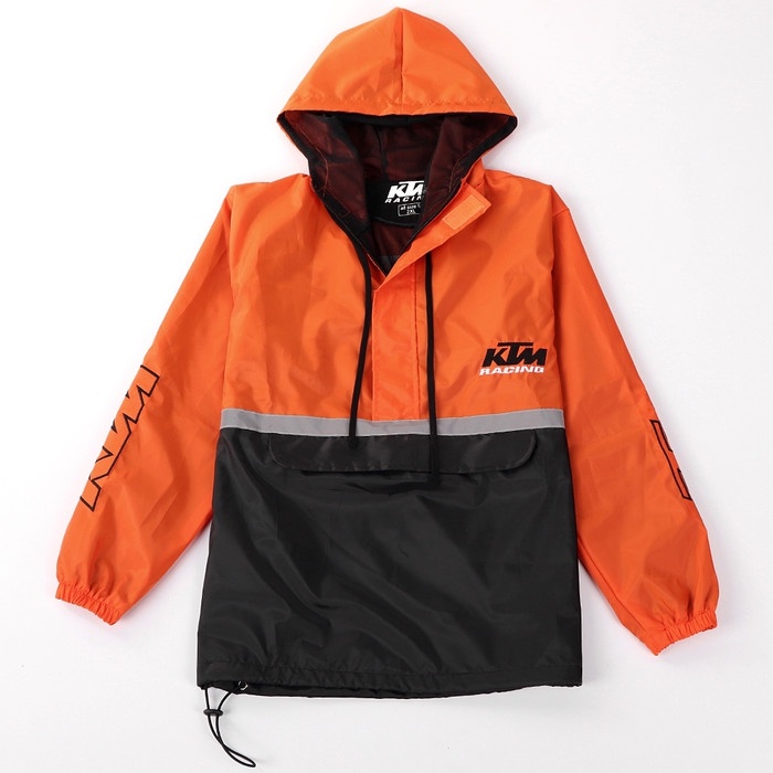MOTOR-JAKET- JAKET MOTOR PARASUT WATERPROOF KTM CAGOULE ORANGE - M FIT TO L -JAKET-MOTOR.