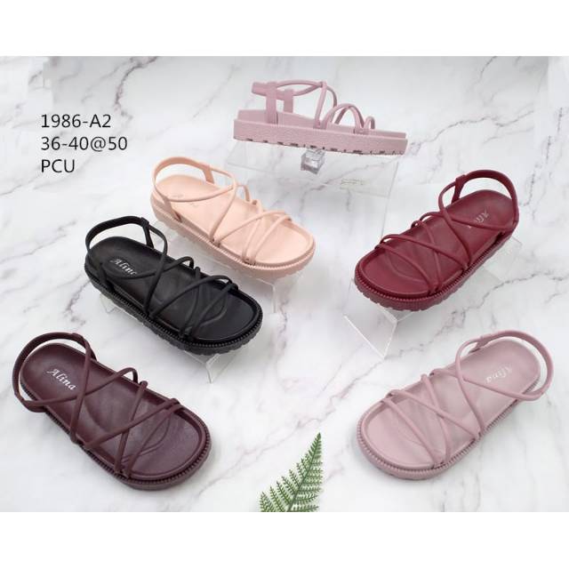 1986 A2 Alina  Sandal  jelly wanita tali  gladiator Tali  