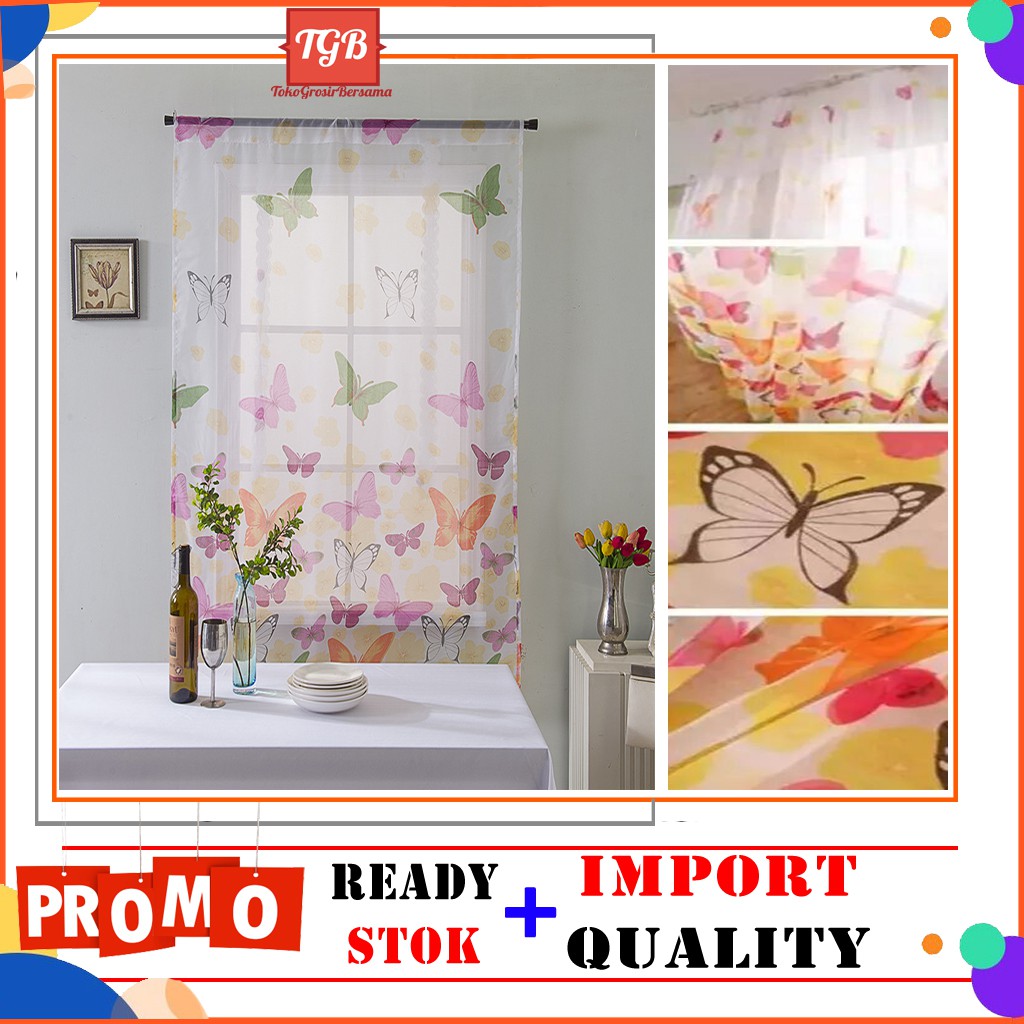 Gorden Jendela Kupu Kupu Kain Tebal Embosh Gorden Kupukupu Shopee