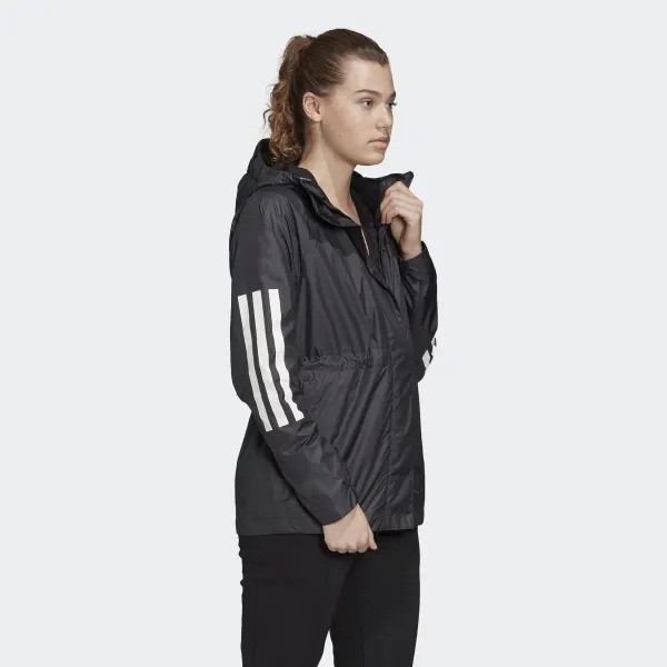Adidas Women Black Jacket 3Stripes RDY Windbreaker 100% Original