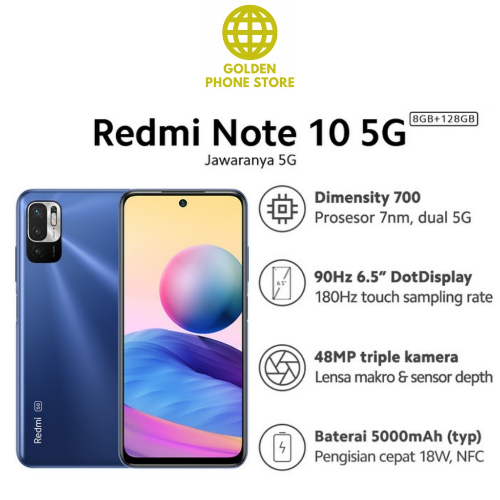 Xiaomi Redmi Note 10 5G (8G/128GB) Dimensity 700, 48MP Triple Kamera, Layar 6.5” 90Hz-2