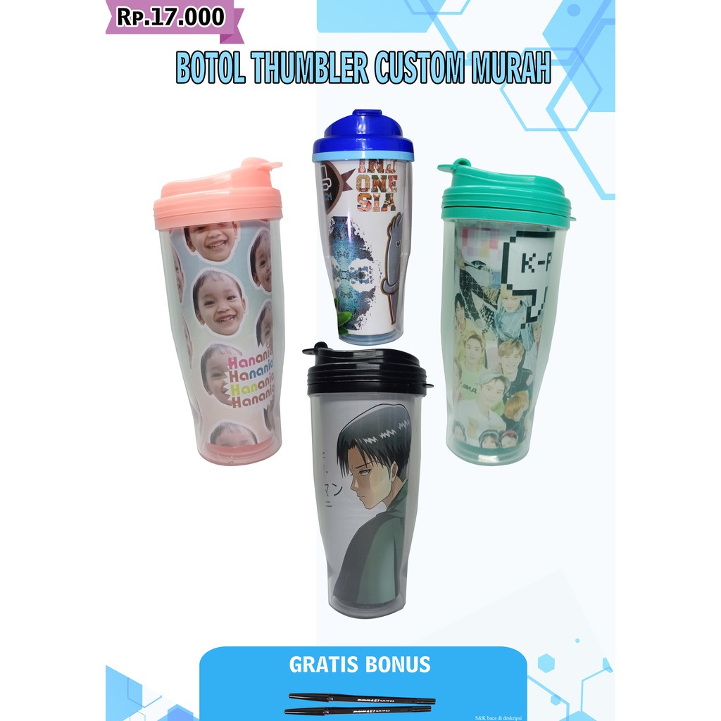 Botol Minum Tumbler Insert Paper Custom Murah FREE EDIT