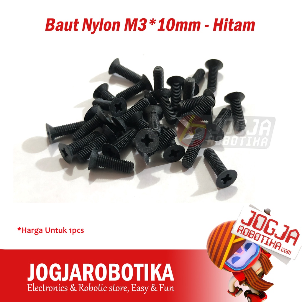 Baut Nylon M3*10mm - Hitam