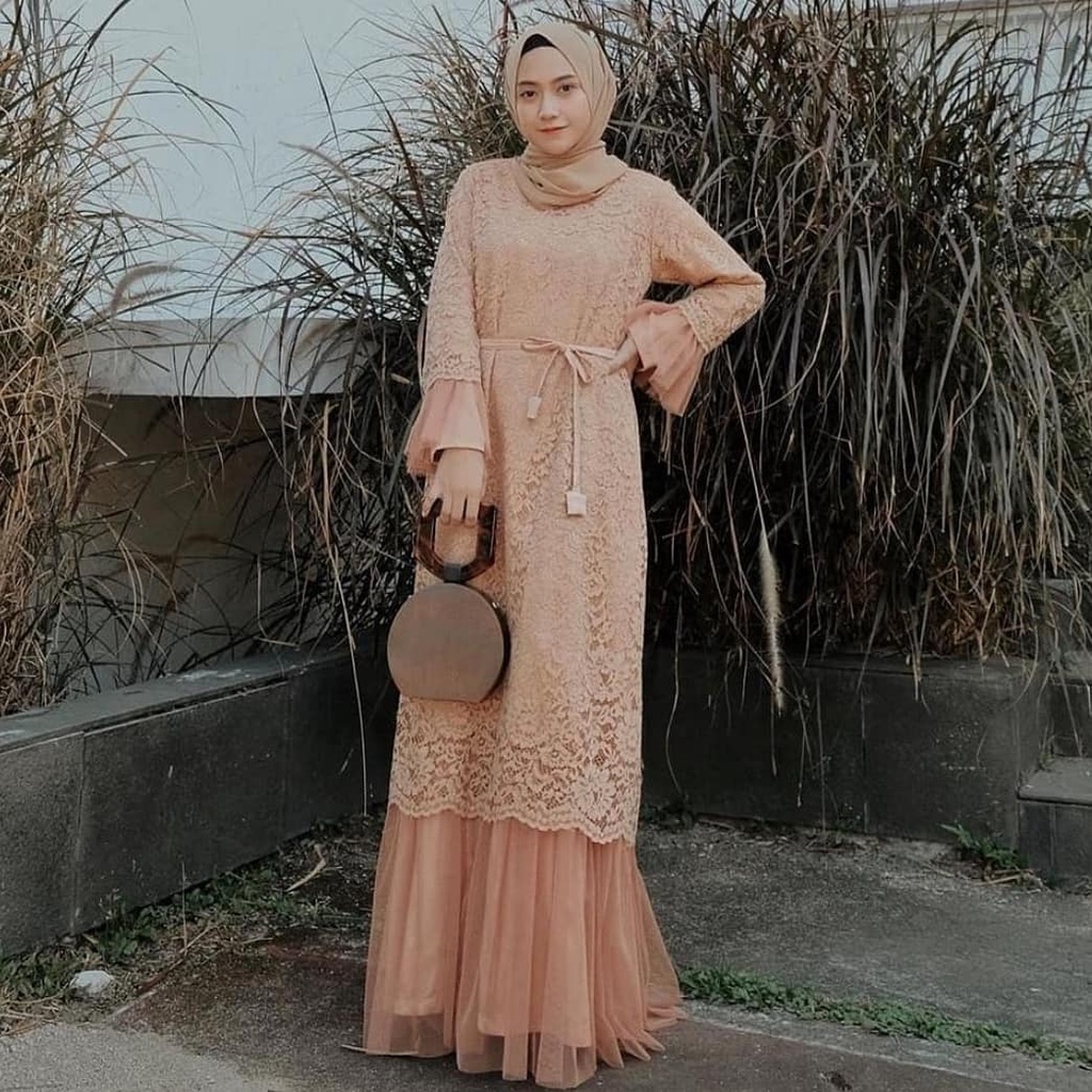 HUMAIRA DRESS BRUKAT MIX TILE IMPORT FASHION GAUN GAMIS MAXY MAXI MUSLIM WANITA PESTA KONDANGAN TERM