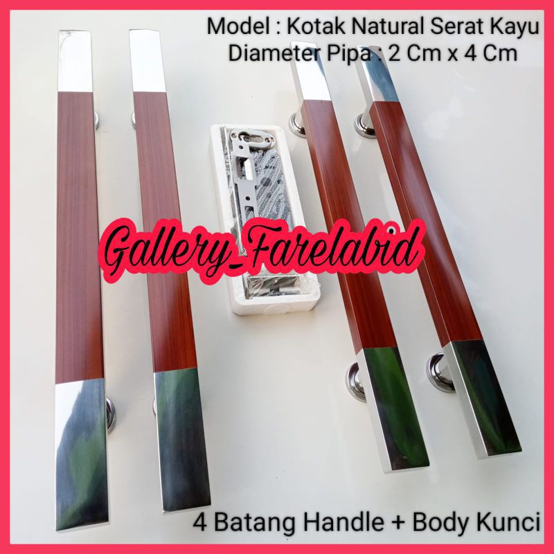1 Meter Handle Pintu Rumah Stainless Steel Kotak 100 Cm Set Body Kunci Gagang Pintu Rumah Modern Pegangan Pintu Kupu Tarung Tarikan Pintu Rumah Minimalis
