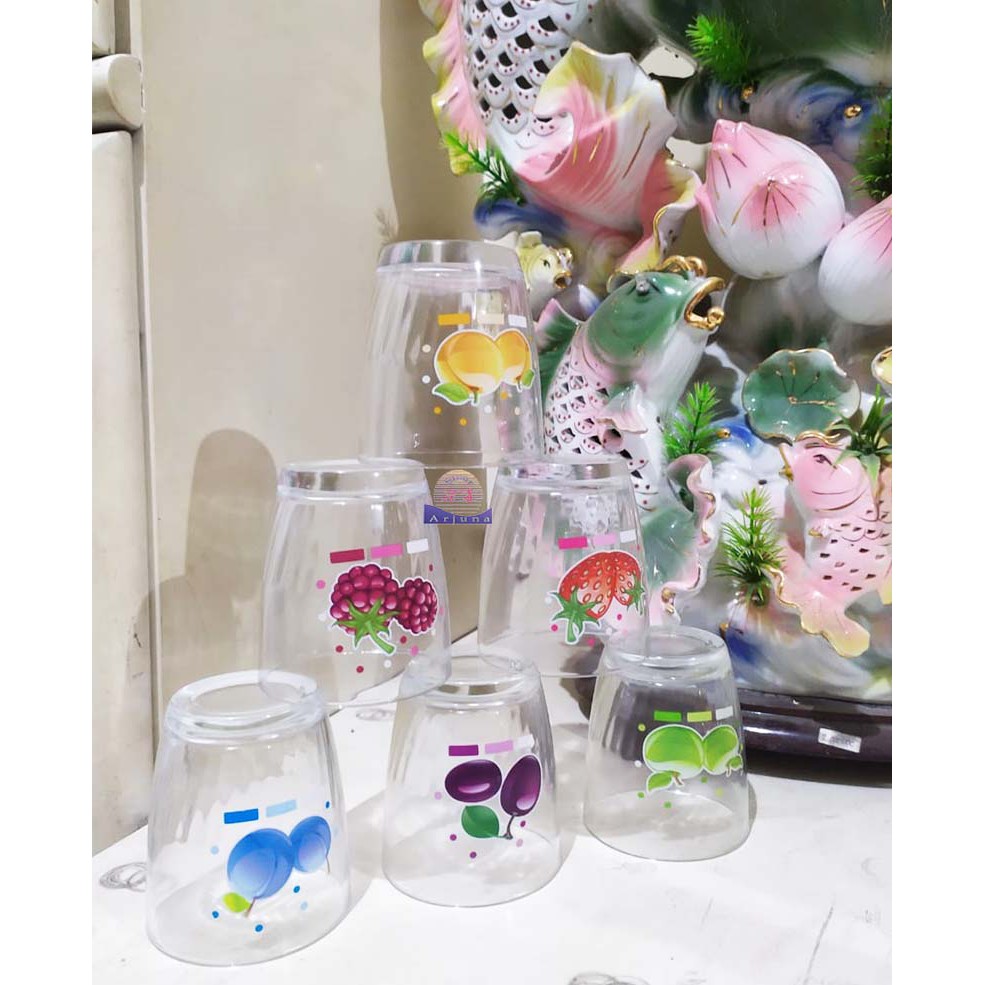 Gelas Minum Benng Gambar Buah-Buah Satu Set isi 6pcs
