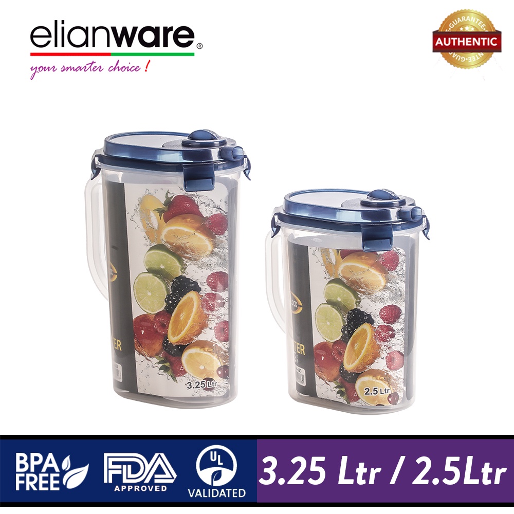 Elianware Ezy-Lock Water Jug Teko air Minum BPA Free Cereal Rice Dispenser 2,5 Ltr & 3,25 Ltr, E-663 E-664