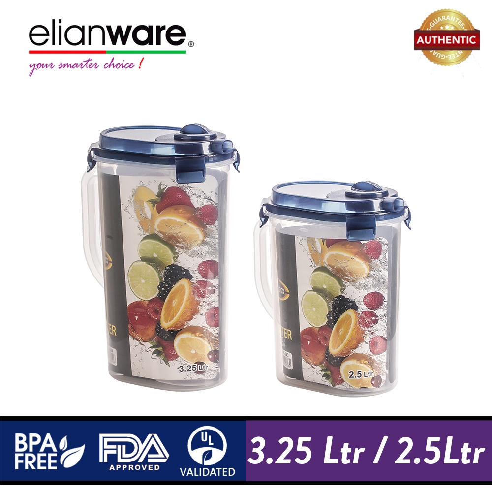 Elianware Ezy-Lock Water Jug Teko air Minum BPA Free Cereal Rice Dispenser 2,5 Ltr & 3,25 Ltr, E-663
