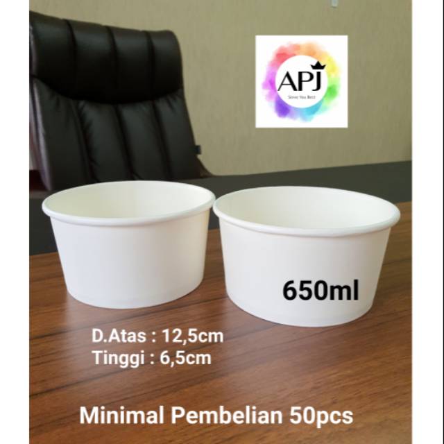 PAPER BOWL 650ml BOWL SAJA / Mangkok Kertas 650ml