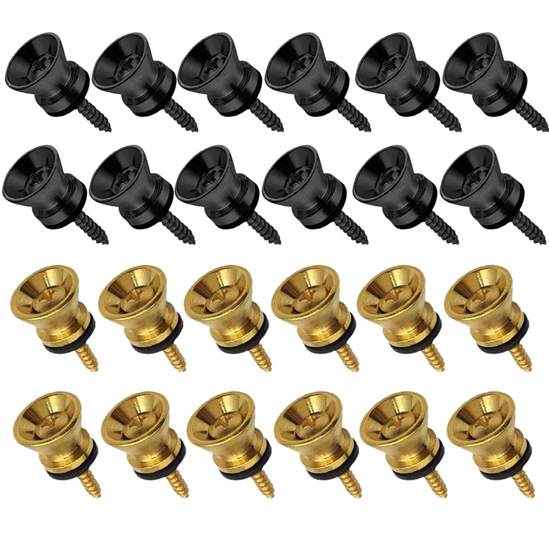 24Pcs Guitar Strap Locks Metal Strap Button Metal End Pins Flat Head for Acoustic Classical Electric Guitar Bass Ukulele