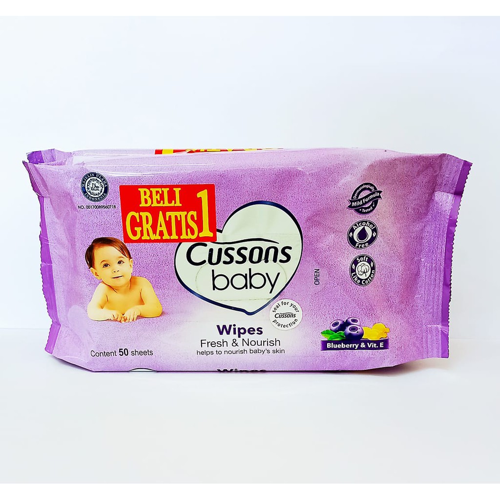 CUSSONS BABY WIPES Tisu Basah Bayi 50 S ( BUY 1 GET 1 FREE )