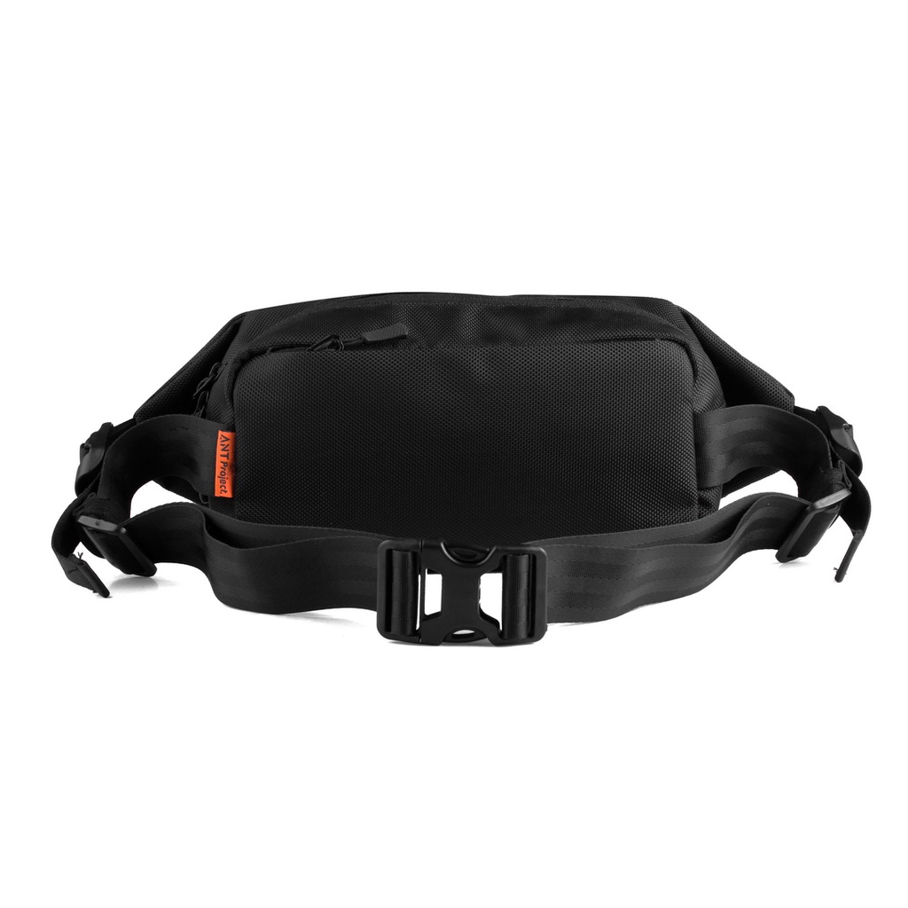 ANT PROJECT - Waistbag Pria APOLLO Full Black - Tas Slempang - Water Ressistant