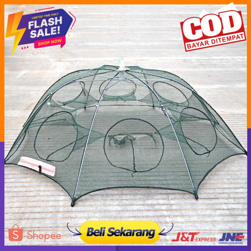 Jaring Pancing Ikan Hexagonal 8 Hole Fishing Net Trap Cage