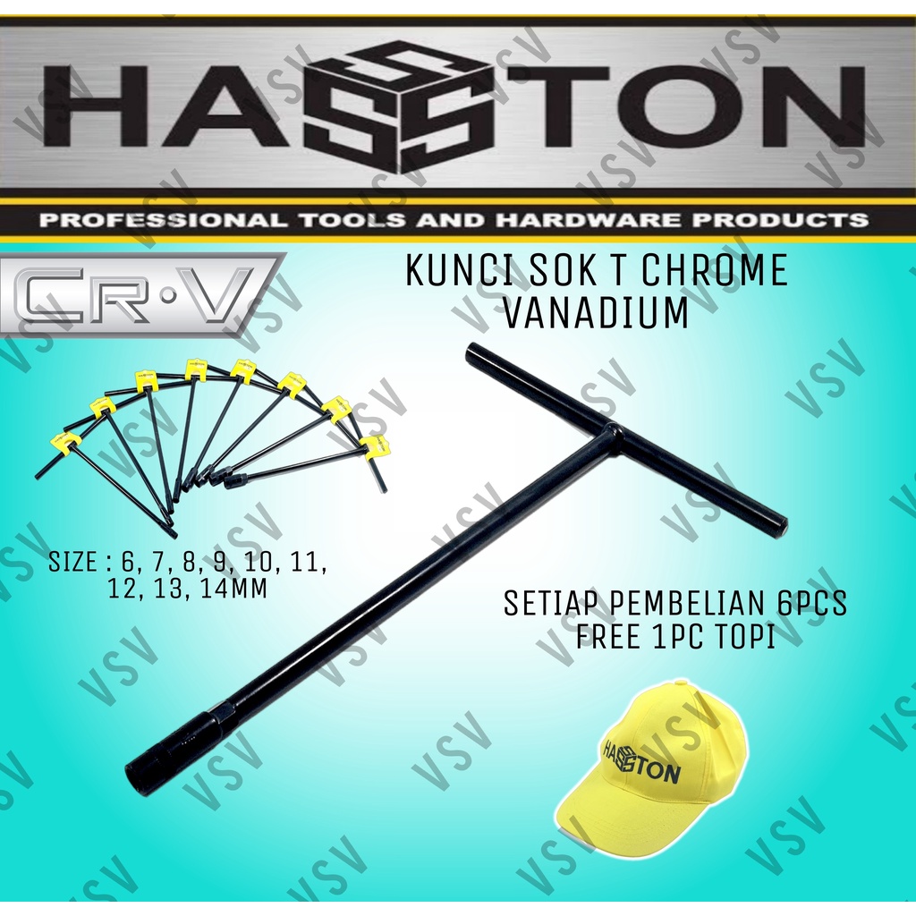 HASSTON Kunci Sok T HASSTON  Satuan 7-8-9-10-11-12-13-14mm Kunci Sock T Kunci Shock T Kunci T