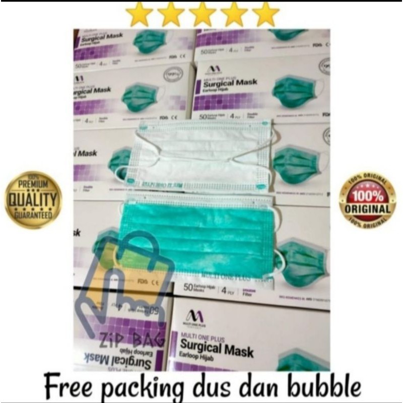 Masker Multi one plus 4ply Hijab medis surgical mask Kemenkes isi 50pcs