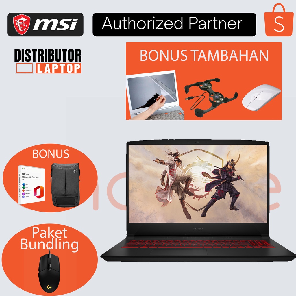 laptop msi katana gf66 gf76 intel i5 i7 i9 ryzen 5 7 9 vga rtx gtx ram 8gb 16gb ssd 512gb 1tb garans