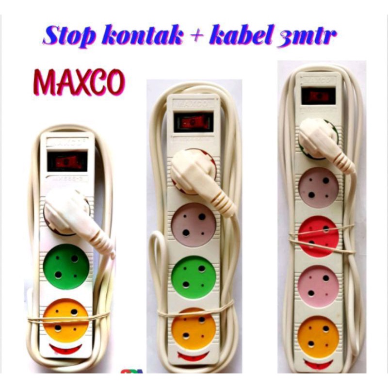 Stop Kontak Gepeng Maxco/Cahaya 3 4 5 lobang + kabel 1,8 Meter