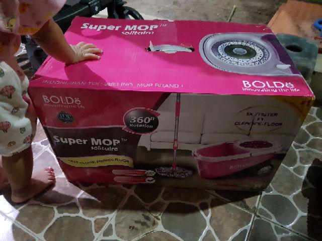 Bolde Alat Pel Super Mop Solitaire + Roda Stainless - Modern Wonder Mop Pel Putar Otomatis