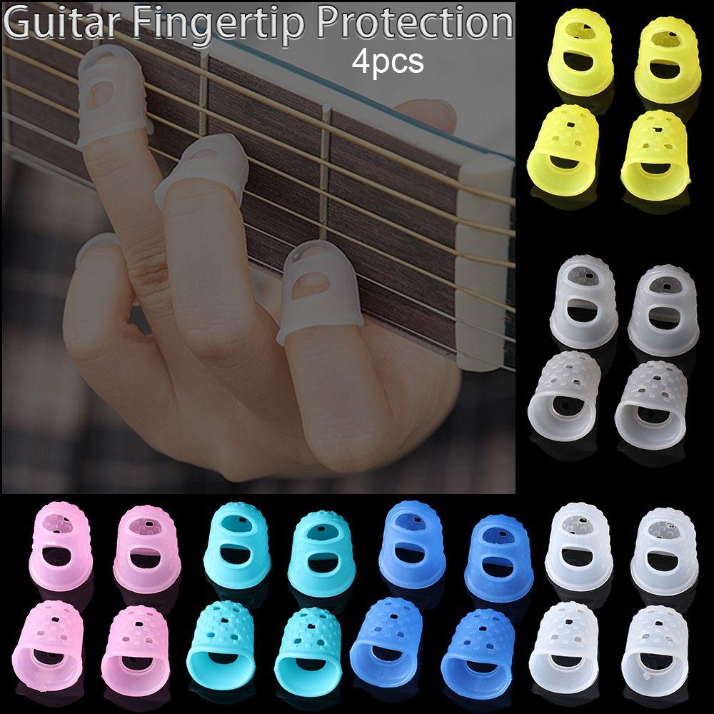 Wonder 4pcs/set Pelindung Jari XS/S/M/L/XL Fingertall Silikon Non-slip Untuk Ukulele