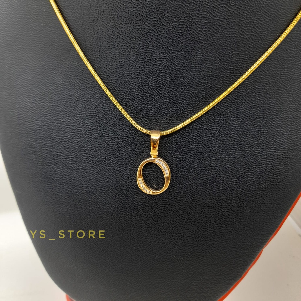 Kalung Titanium Plus Liontin Huruf O Anti Karat Dan Luntur Selamanya