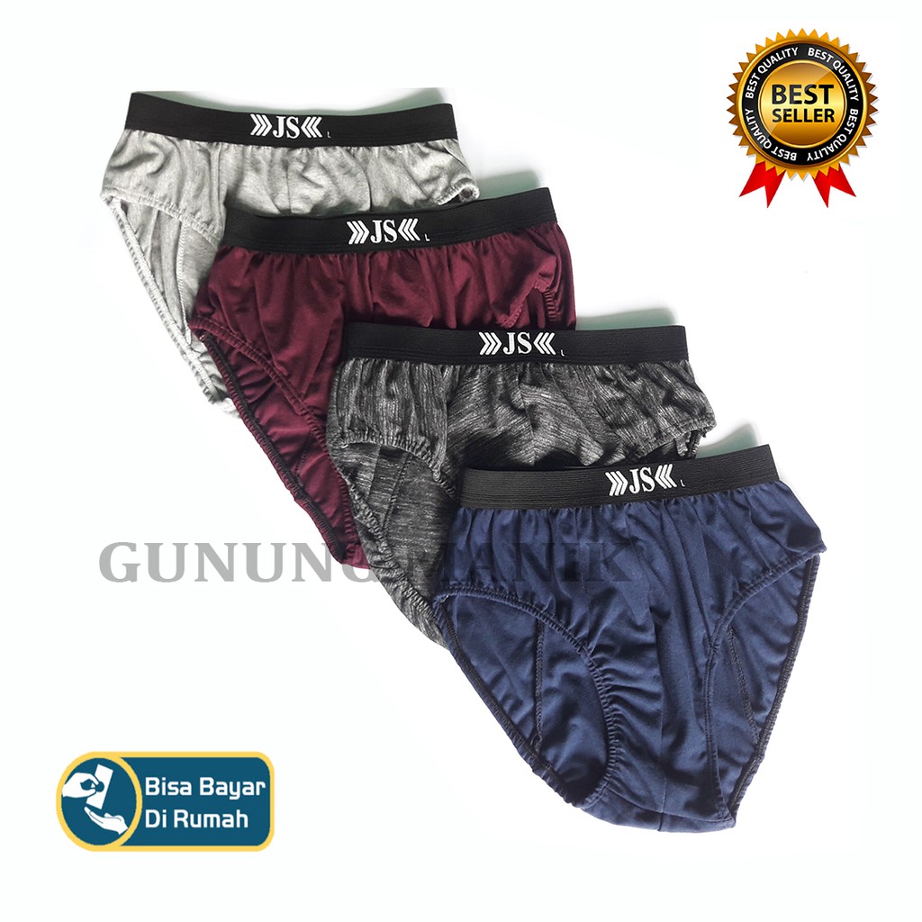 12 PCS CELANA DALAM PRIA DEWASA JS polos size S.M.L.XL selempak pria dewasa sempak cowok lusinan material katun menyerap keringat murah