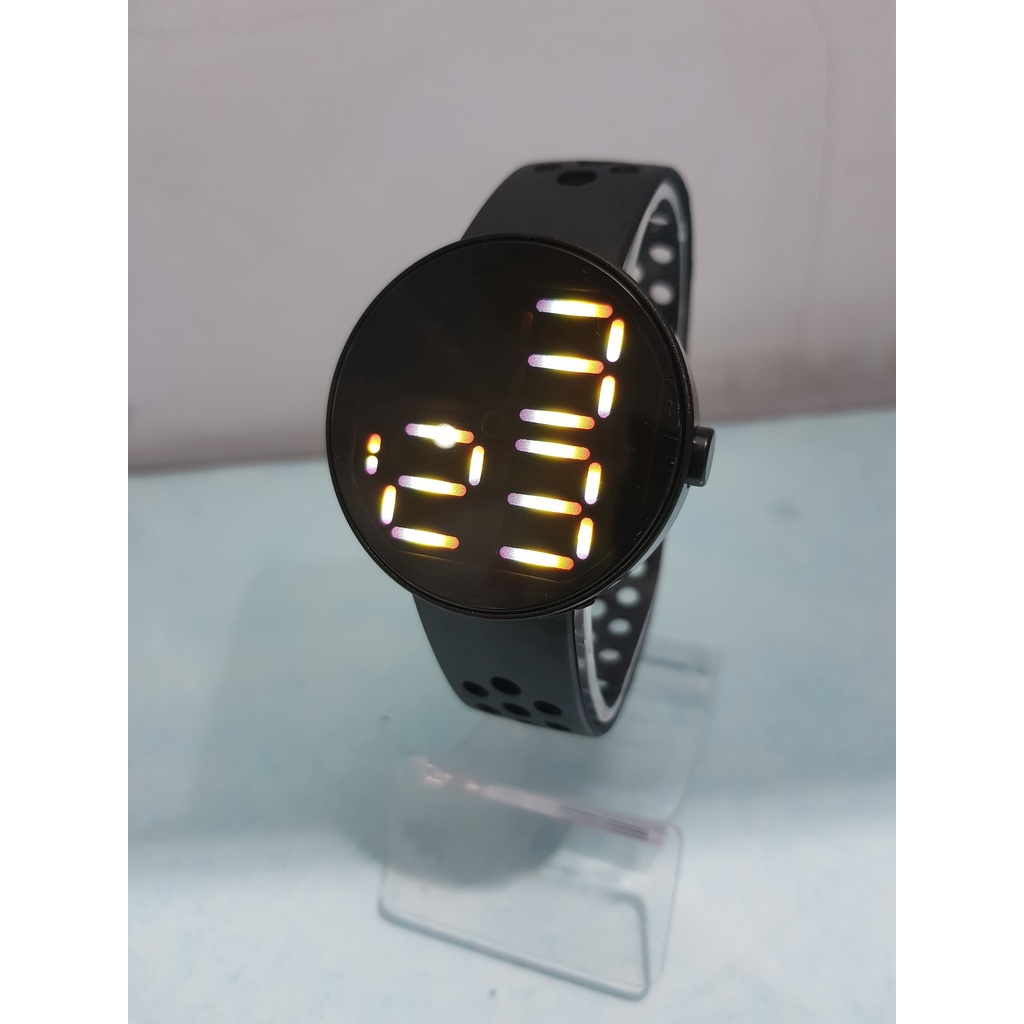 JAM TANGAN DIGITAL ANTI AIR MURAH RAINBOW WATCH KARET SPORT LED PRIA WANITA COUPLE HIGH QUALITY COD-BLACK