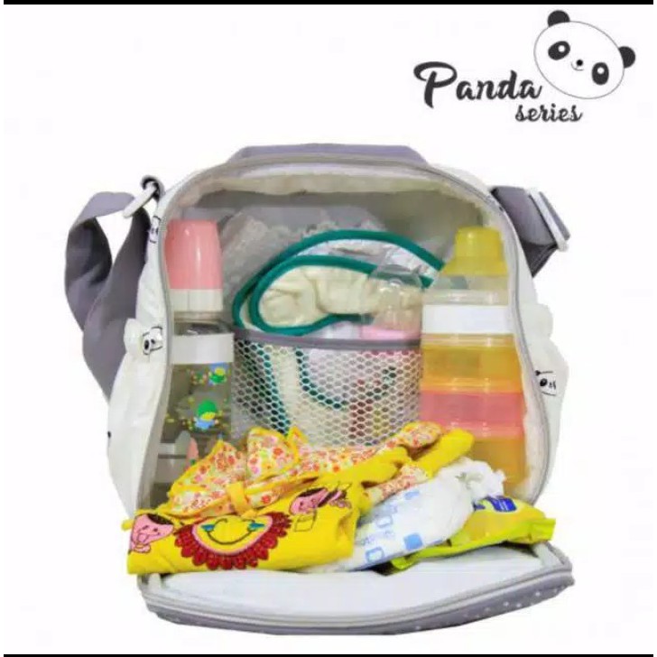 Omiland Tas Bayi Kecil Panda Series Abu Saku Print OBT4321 / Tas Kecil Perlengkapan Bayi