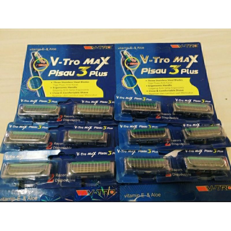 12 PCS GILLET CUKUR V-TRO MAX 3 MATA PISAU
