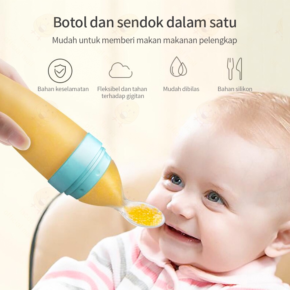 Lacoo Botol sendok makan bayi silikon lembut Alat makan bayi 110ML