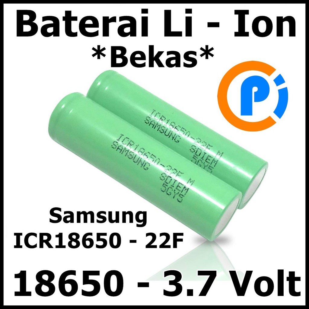 Samsung Baterai Li Ion 18650 3.7 Volt 2200mAh Bekas Baterai Laptop Type ICR18650 22F