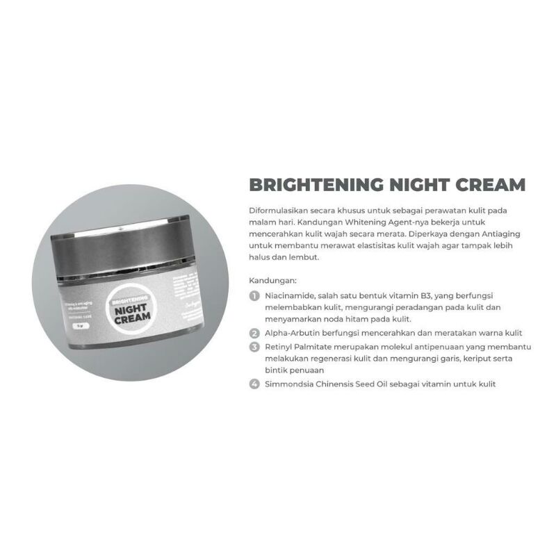 Brightening Night Cream (K2) Bening Skincare Cream Malam Pencerah dan Glowing Bening Clinic