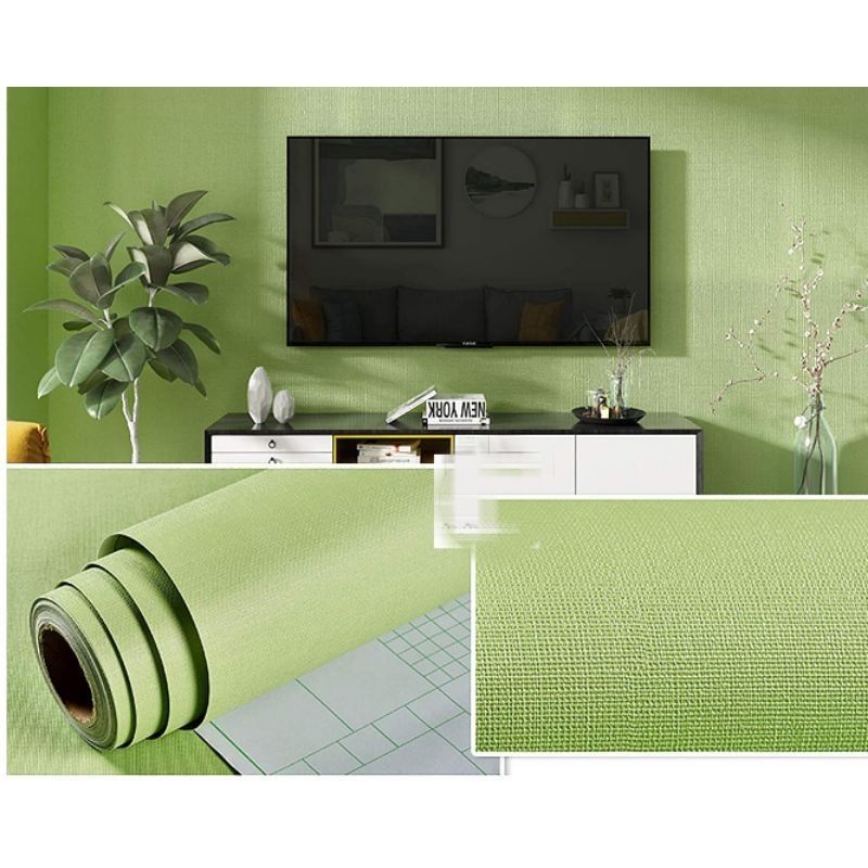 Wallpaper Sticker Dinding Polos Hijau Alpukat Ruang Tamu Mewah Elegant