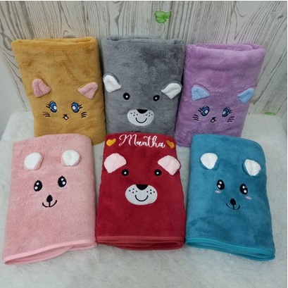 Handuk Anak Microfiber Baby Doll + Bordir Size 50x100cm/Kids Towel/Baby Towel/Handuk Bayi/Handuk Mandi Anak