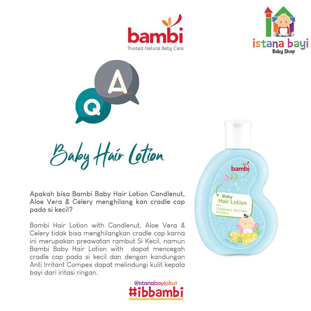 Bambi Hair Lotion 100 ml/baby hair lotion/lotion rambut/minyak rambut bayi